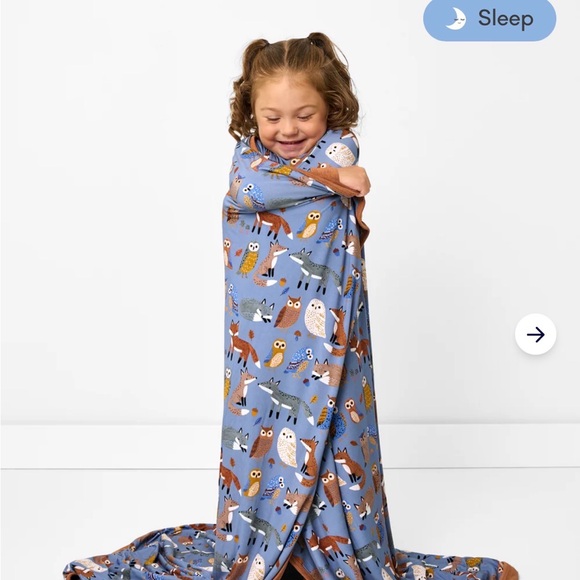 Little Sleepies Blue and Brown Animal Print Blanket - Picture 2 of 3